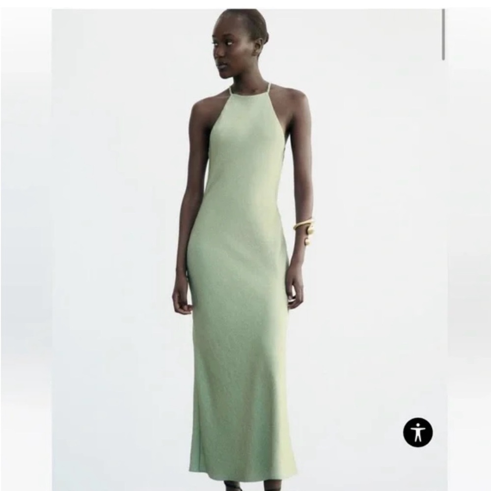 Zara Satin Effect Halter Midi